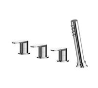 Balterley Current Modern Deck Mount Round 4 Tap Hole Bath Shower Mixer Tap with Diverter & Shower Kit No Spout - Chrome Finish