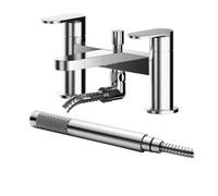Balterley Modern Deck Mount Round Bath & Shower Mixer Tap with Shower Kit - Chrome - Ceramic Disc BTCU304