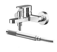 Balterley Current Wall Mount Round Bath Shower Mixer Tap, Shower Kit - Chrome in Silver Balterley Silver