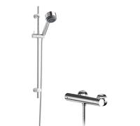 Balterley Current Round Bar Valve Linear Slide Rail Kit Shower Set Chrome in Silver Balterley Silver