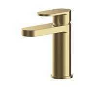 Round Mono Basin Mixer Tap with Push Button Waste - Brushed Brass Balterley Bronze One Size