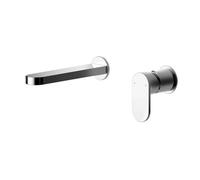 Balterley Current Round Wall Mount 2 Tap Hole Basin Mixer Tap, Flat Spout Chrome in Silver Balterley Silver