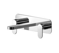 Balterley Current Modern Round Wall Mount 3 Tap Hole Basin Mixer Tap with Dual Lever Handles & Back Plate - Chrome Finish