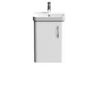 Balterley Bathroom Wall Hung 1-Door Vanity Unit & Ceramic Basin, White, 379mm in White Balterley White
