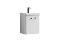 Curve Wall Hung 2 Door Vanity Basin Unit White Black Handles 500mm Balterley White One Size