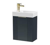 Balterley Dark Grey 400mm Wall Hung Vanity Unit with Brushed Brass Handle Balterley Grey