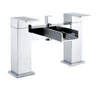 Modern Bathroom Deck Mounted Square Waterfall Spout Bath Shower Mixer Tap - Chrome
