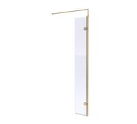 Balterley Drakelow 8mm Toughened Safety Glass Hinged Return Screen With Support Bar: 300mm X 1850mm, Brushed Brass