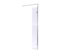 Balterley Drakelow 8mm Toughened Safety Glass Hinged Return Screen With Support Bar: 300mm X 1850mm, Polished Chrome