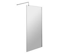 Balterley Drakelow 8mm Toughened Safety Glass Wetroom Screen With Support Bar: 1000mm X 1850mm, Polished Chrome