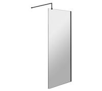 Balterley Drakelow 8mm Toughened Safety Glass Wetroom Screen With Support Bar: 700mm X 1850mm, Black