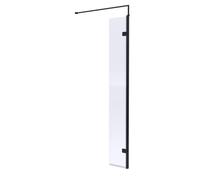 Balterley Drakelow Contemporary Bathroom 8mm Glass Wetroom Return Screen with Support Bar, Matt Black, 1950 x 322 x 27mm