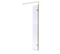 Balterley Drakelow Contemporary Bathroom 8mm Glass Wetroom Swing Screen with Support Bar, Brushed Brass, 1950 x 322 x 27mm