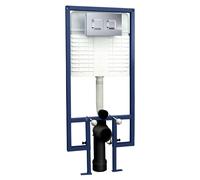 Balterley Dual Flush Cistern with Wall Hung Frame Push Button Plate Chrome in Silver Balterley Silver