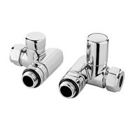 Balterley Dual Fuel Radiator Valve, Chrome Radiator Valves 15mm, Smooth Round Cap Corner Valve, Valves for Radiators & Towel Rails, Leak-Proof Design, Sold in Pairs - 68 x 75 x 70 mm (Chrome)