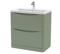 Balterley Dunwood Contemporary 2 Drawer Vanity Basin Unit, Satin Green, 800mm in Green Balterley Green