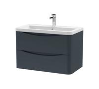 Balterley Dunwood Contemporary 2 Drawer Wall Hung Vanity Unit With Basin, Dark Grey, 800mm