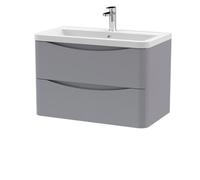 Balterley Dunwood Contemporary 2 Drawer Wall Hung Vanity Unit With Basin, Satin Grey, 800mm
