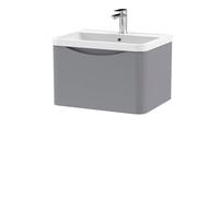 Balterley Dunwood Wall Hung 1 Drawer Bathroom Vanity Unit & Polymarble Basin, Satin Grey, 550mm