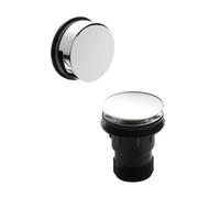 Easyclean Round Push Button Bath Waste with Minimalist Overflow for Baths up to 13mm Thick - Chrome