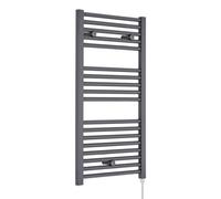 Electric Vertical Round Towel Rail with 18 Rails - 920mm x 480mm - 500 Watt - Anthracite