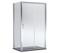 Balterley Ellenhall Sliding Shower Door with 6mm Glass, Side Panel & 1200x800mm Shower Tray, Chrome/Grey