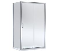 Balterley Ellenhall Sliding Shower Door with 6mm Glass, Side Panel & 1200x800mm Shower Tray, Chrome/White