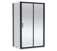 Balterley Ellenhall Sliding Shower Door with 6mm Glass, Side Panel & 1200x800mm Shower Tray, Matt Black/White
