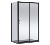 Balterley Ellenhall Sliding Shower Door with 6mm Glass, Side Panel & 1200x800mm Shower Tray, Matt Black/Grey