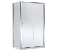 Balterley Ellenhall Sliding Shower Door with 6mm Glass, Side Panel & 1200x800mm Slip Resistant Tray, Chrome/White