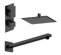 Balterley Empire Modern Square 1 Outlet Shower Valve, Head and Wall Arm Bundle - Black