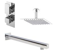 Balterley Empire Modern Square 1 Outlet Shower Valve, Head and Wall Arm Bundle - Chrome