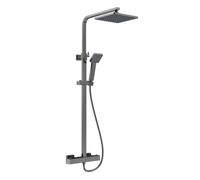 Balterley Empire Square Shower Kit with Fixed Head & Handset - Brushed Pewter in Silver Balterley Silver