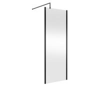 Balterley Enson Contemporary Bathroom 8mm Glass Outer Framed Wetroom Screen With Support Bar, Matt Black, 1950 X 760 X 14mm