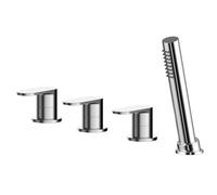 Balterley Current Modern Deck Mount Round 4 Tap Hole Bath Shower Mixer Tap With Diverter & Shower Kit No Spout - Chrome Finish