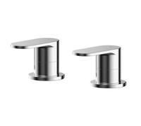 Balterley Enville Modern Round Deck Mounted 3/4" Side Valves with Round Levers - Polished Chrome Finish