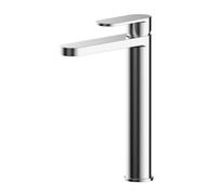 Balterley Enville Modern Round High Rise Mono Basin Mixer Tap With Flat Spout And Lever Handle - Polished Chrome Finish