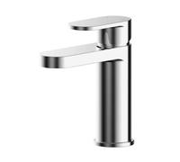 Balterley Enville Modern Round Mono Basin Mixer Tap With Push Button Waste & Flat Spout - Polished Chrome Finish