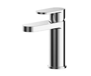 Balterley Enville Modern Round Mono Basin Mixer Tap With Push Button Waste & Flat Spout - Polished Chrome Finish
