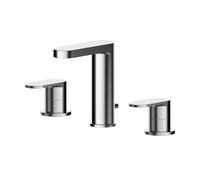 Balterley Enville Round Deck Mounted 3 Tap Hole Basin Mixer Tap with Dual Lever Handles & Pop Up Waste - Chrome Finish