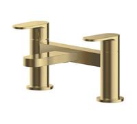 Balterley Enville Round Deck Mounted Bath Filler Tap With Flat Rounded Spout And Dual Lever Handles - Brushed Brass Finish
