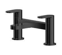 Balterley Enville Round Deck Mounted Bath Filler Tap With Flat Spout And Dual Lever Handles - Matt Black Finish