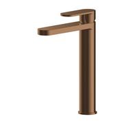 Balterley Enville Round High Rise Mono Basin Mixer Tap With Flat Spout & Cylindrical Body - Brushed Bronze Finish