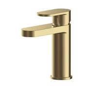 Balterley Enville Round Mono Basin Mixer Tap With Flat Rounded Spout And Push Button Waste - Brushed Brass Finish