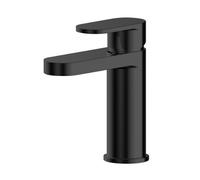 Balterley Enville Round Mono Basin Mixer Tap With Flat Spout And Push Button Waste - Matt Black Finish