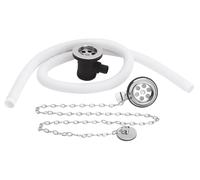 Extended Retainer Bath Waste with Overflow, Plug and Link Chain Waste for Baths up to 20mm Thick - Chrome