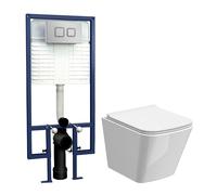 Balterley Faron Soft Square Wall Hung Toilet & Cistern with Plate, 325mm in White Balterley White