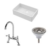Fireclay 1 Bowl Butler Sink Waste Mixer Tap 795mm Balterley White One Size