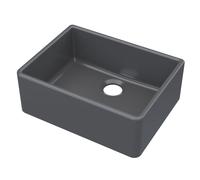 Balterley 595mm Butler Kitchen Sink, Single Bowl Durable Butler Fireclay Ceramic Kitchen Sink Bowl, Large Ceramic Apron Front Farmhouse Sinks - 595 x 450 x 220mm (Soft Black)