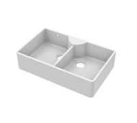 Fireclay 2 Bowl Stepped Weir Butler Sink Tap Ledge Overflow 895mm Balterley White One Size